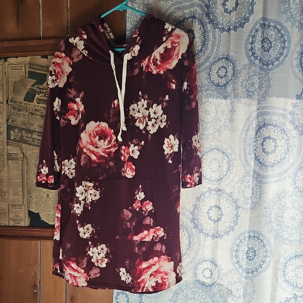 Floral Hoodie with Pink and White Blooms